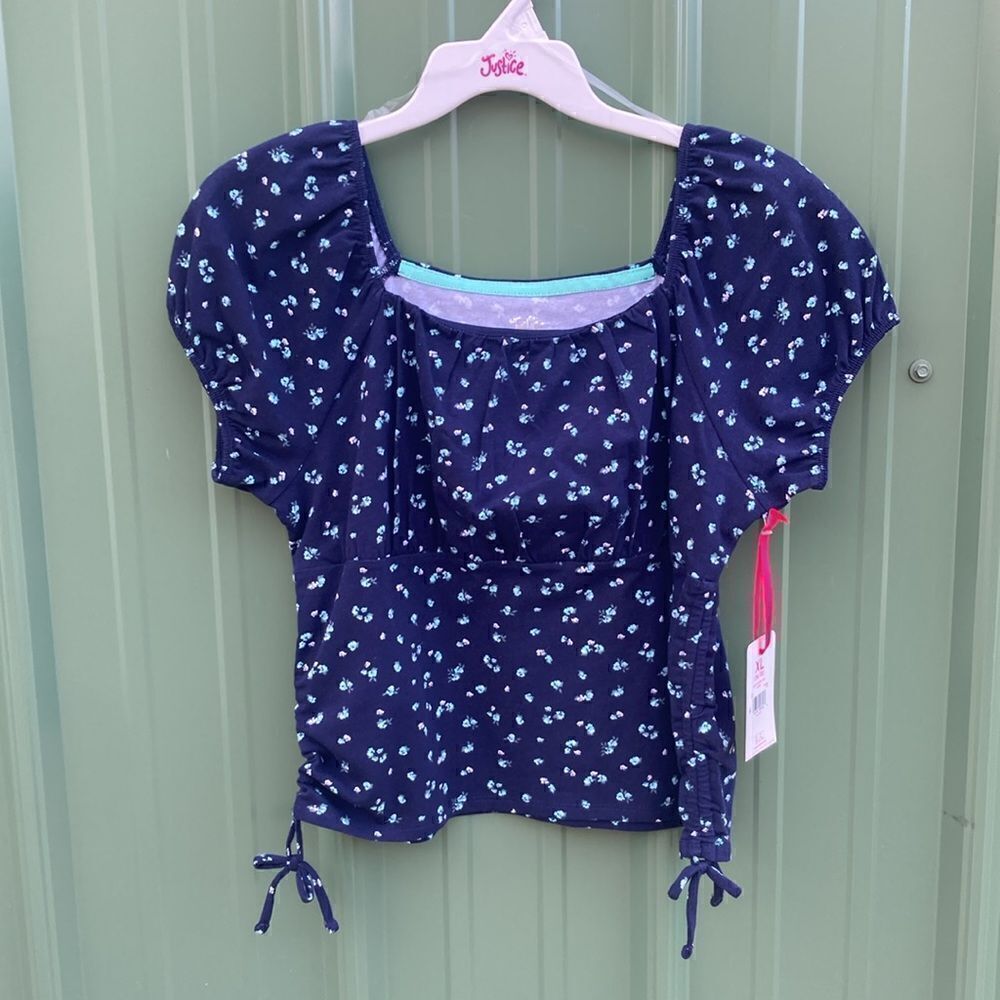 Justice Girls Puff Short Sleeve Cinched Top Shirt, Size XL (16/18)